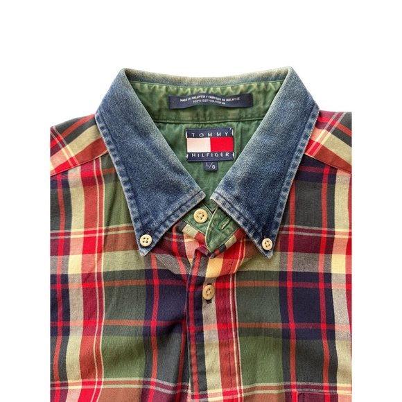 VINTAGE TOMMY HILFIGER MENS BUTTON UP PLAID SHIRT SIZE LARGE | B2 - Picture 6 of 6